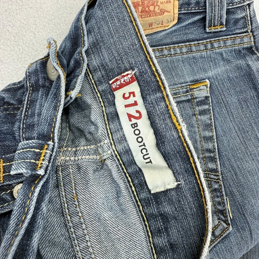 Vintage Levis Jeans Men's 36x34 Fits 35x31 Blue 512 Bootcut Dark Baggy Y2k 2000s